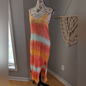 Aerie Multicolor Tie-Dye Maxi Dress Tie Back Swim Cover Beach Medium